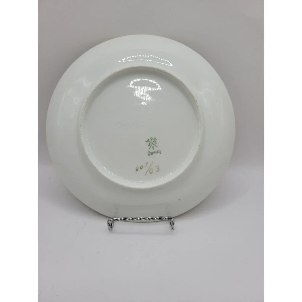 Antique‎ Seltmann Vohenstrauß Bavaria Rose Plate - Greek Key Border